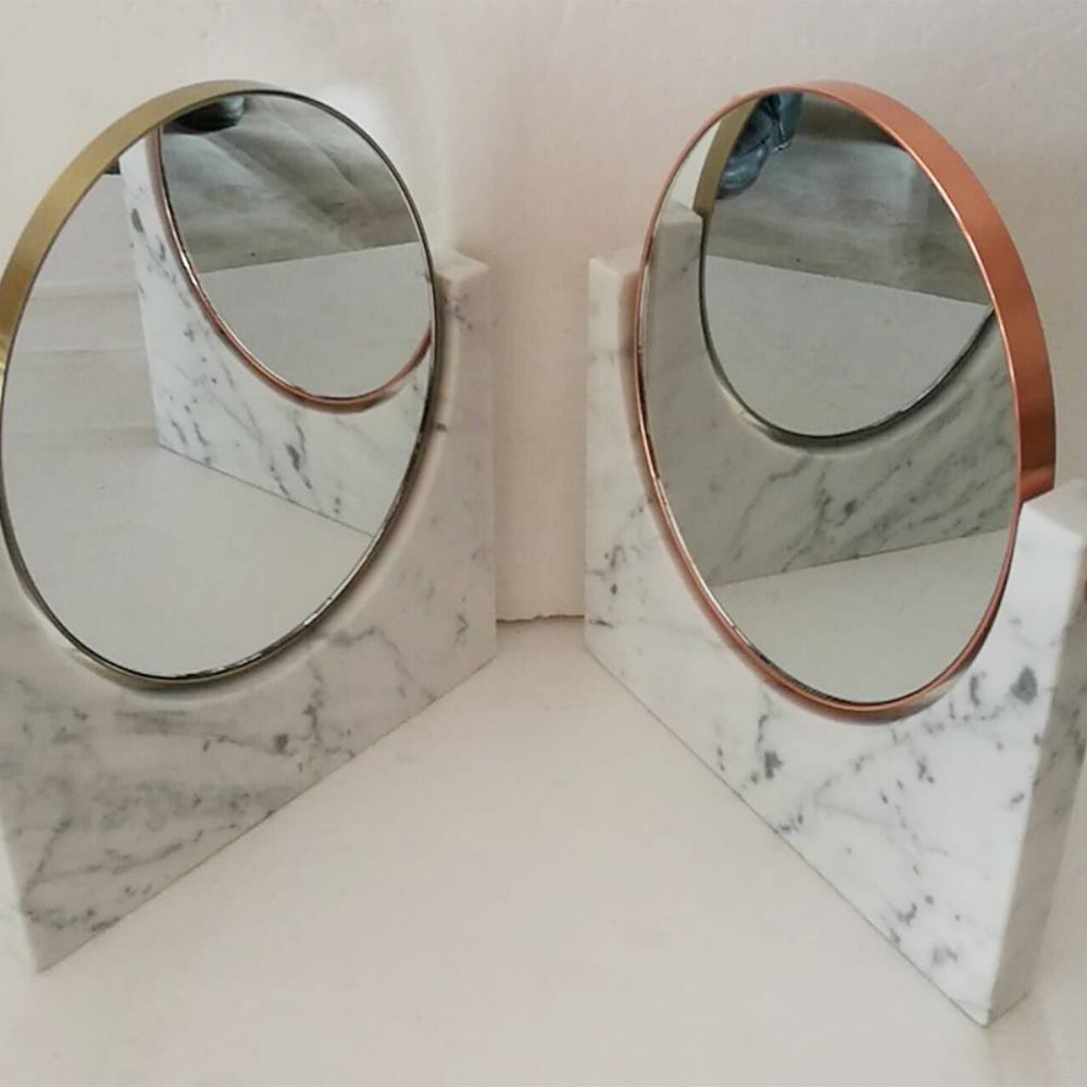 Miroir rond en marbre