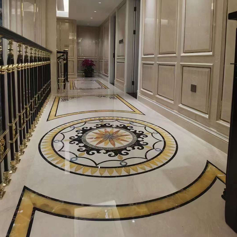 Prix ​​d'usine d'escaliers en marbre de jade blanc sol en marbre en gros