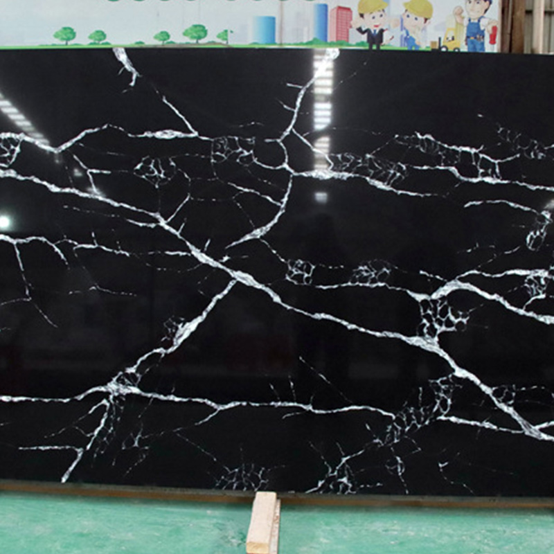 Plaque de pierre de quartz blanc ventre de poisson noir interstellaire