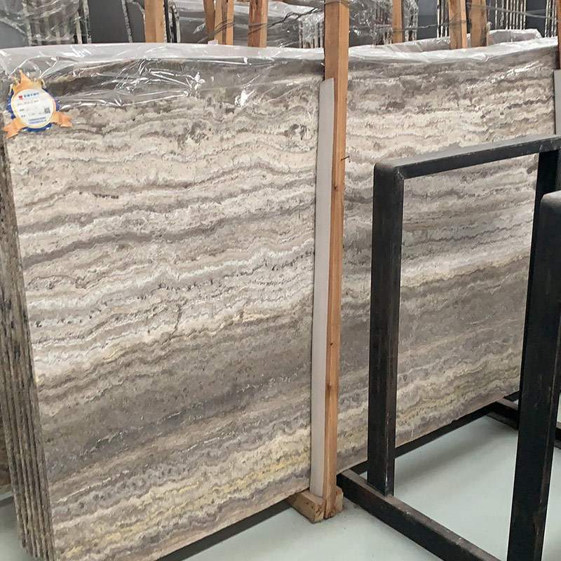 Fournisseurs de marbre de carreaux de dalle de travertin gris argenté sur mesure