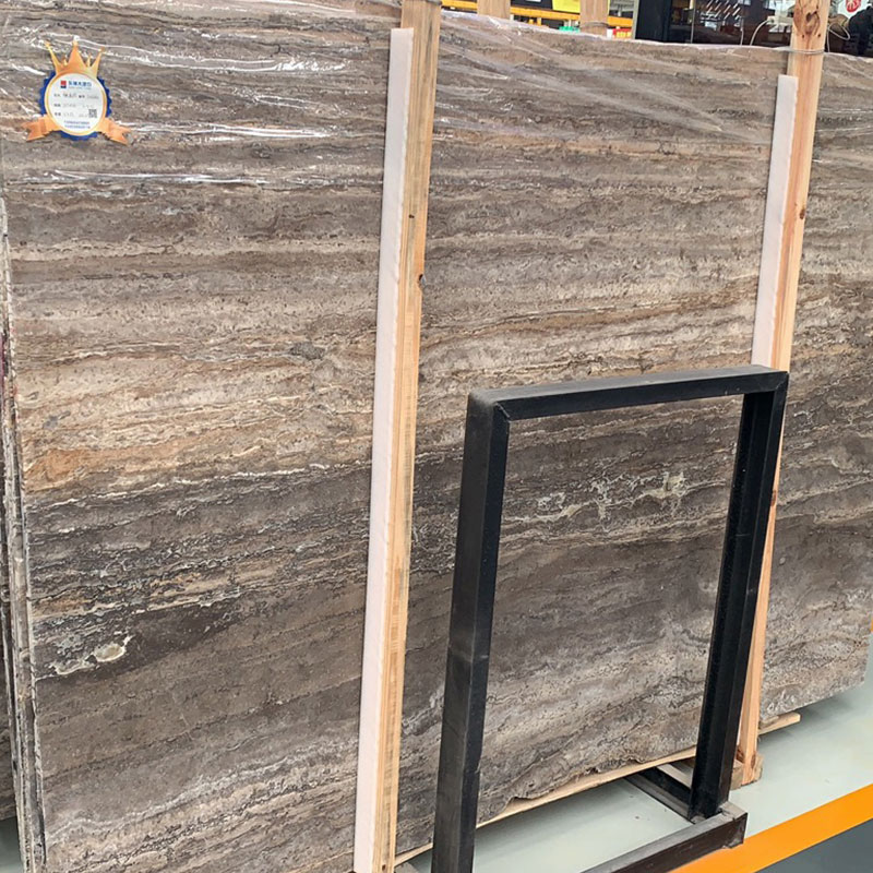 Fournisseurs de marbre de carreaux de dalle de travertin gris argenté sur mesure