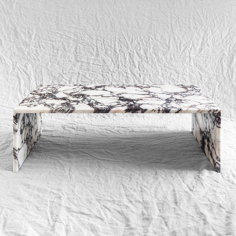 Table basse en pierre naturelle, table à thé carrée de style nordique