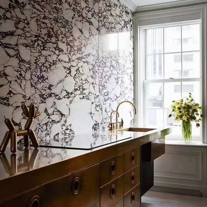 Table à thé Calacatta Purple Marble Fish Maw Countertops
