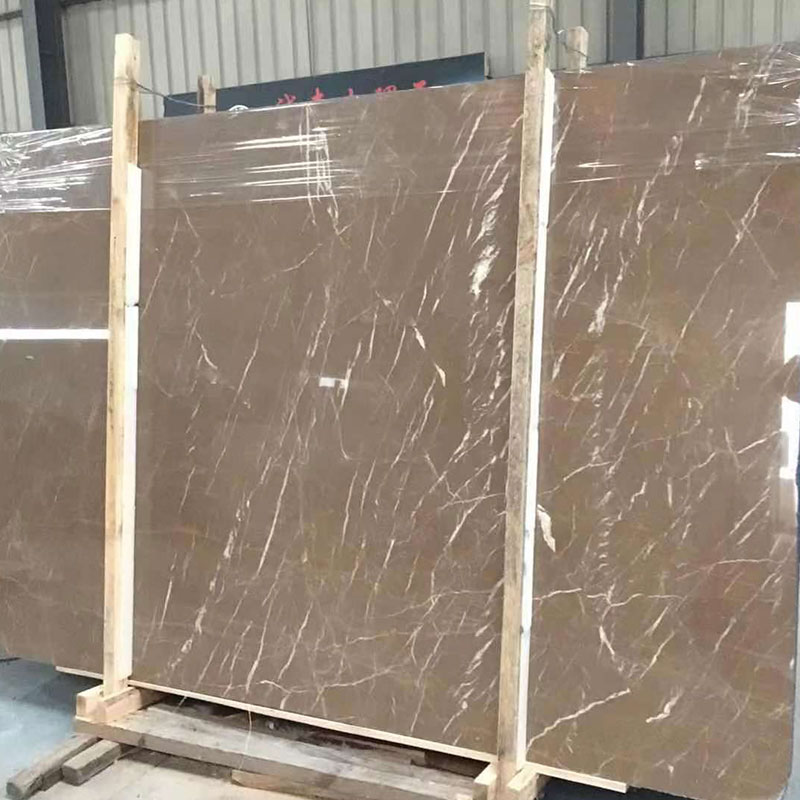 Dalle de marbre de café brun fantaisie avec texture irrégulière à vendre