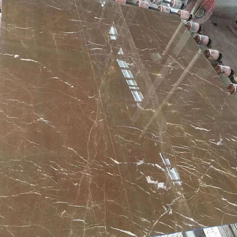 Dalle de marbre de café brun fantaisie avec texture irrégulière à vendre