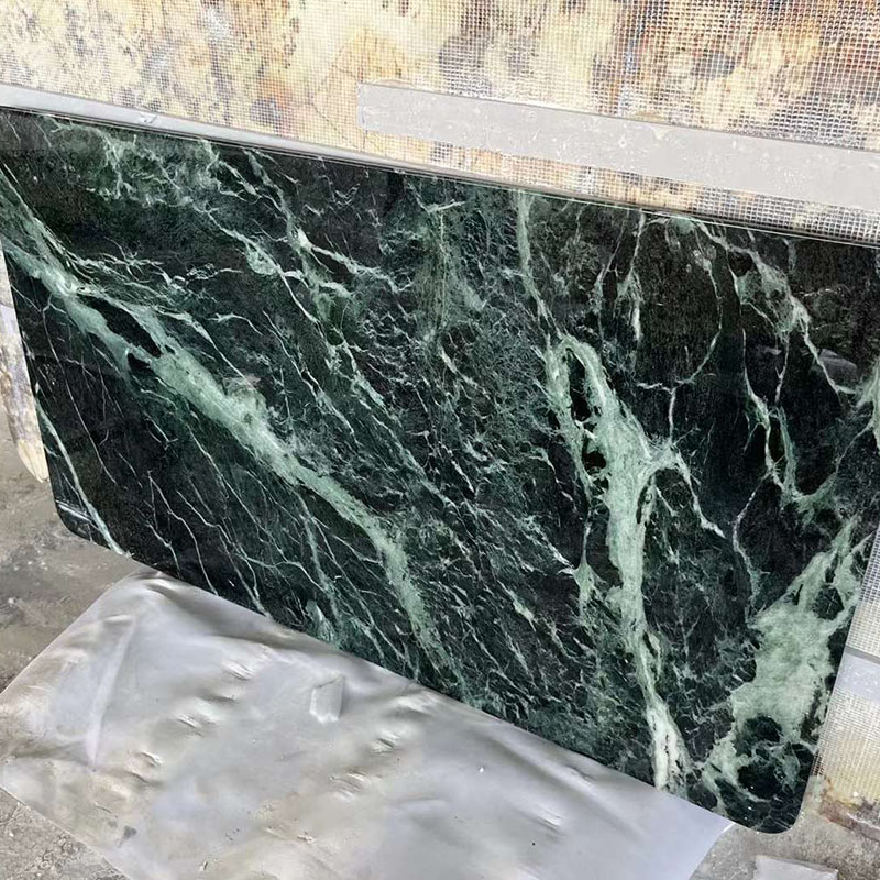 Vente en gros de comptoirs de carreaux de dalle de marbre vert foncé Prada