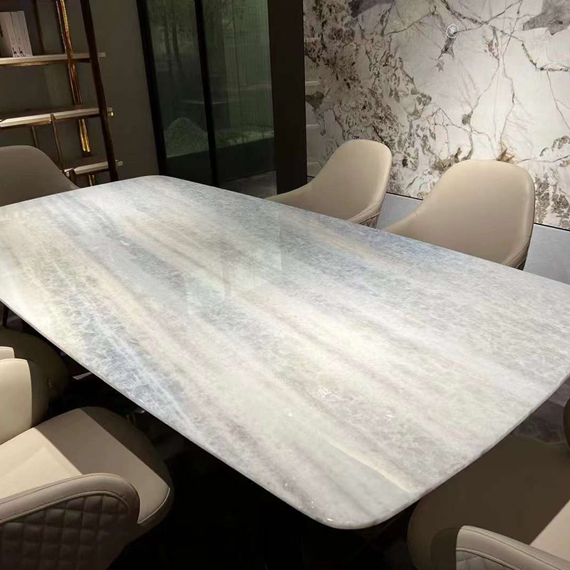 Table de dalle de style nordique en marbre bleu brésilien Aura Crystal