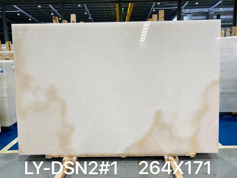 Distributeur personnalisé de comptoir en dalle de marbre onyx blanc