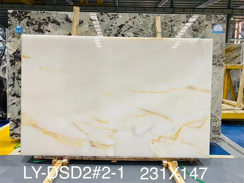 Distributeur personnalisé de comptoir en dalle de marbre onyx blanc