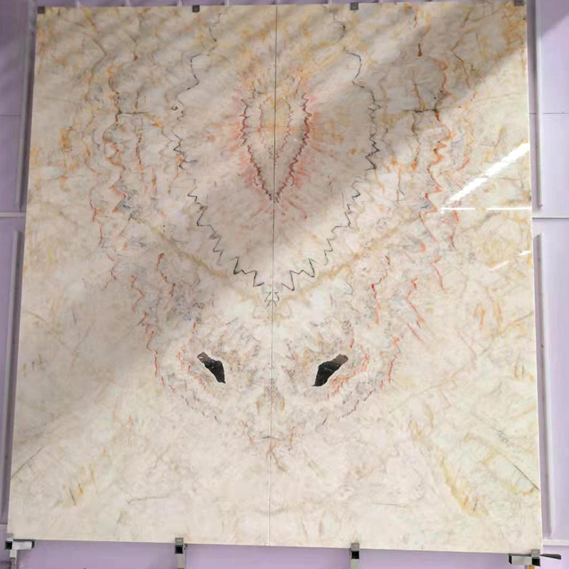 Mur de fond translucide de dalles d'onyx de jade d'araignée de glace