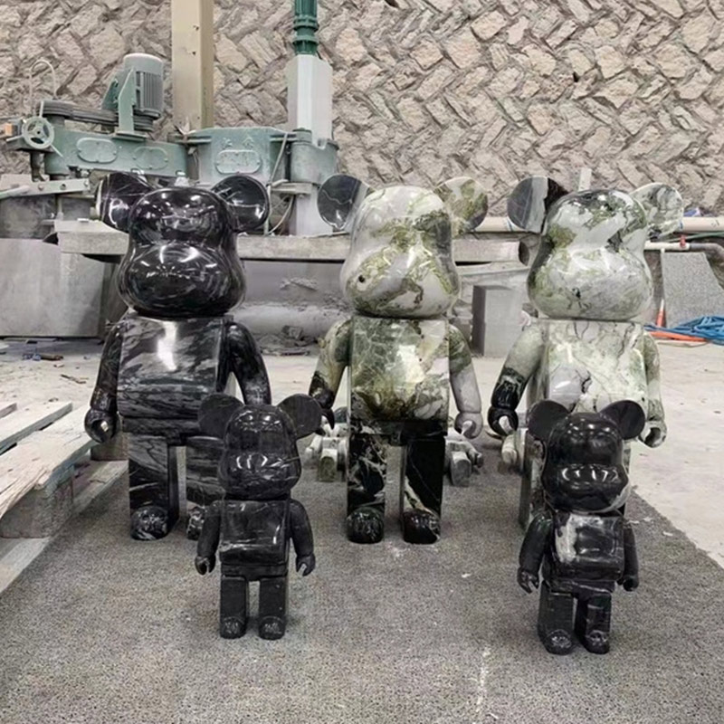 Figurines d'animaux en marbre d'ours violent, personnalisables, vente en gros