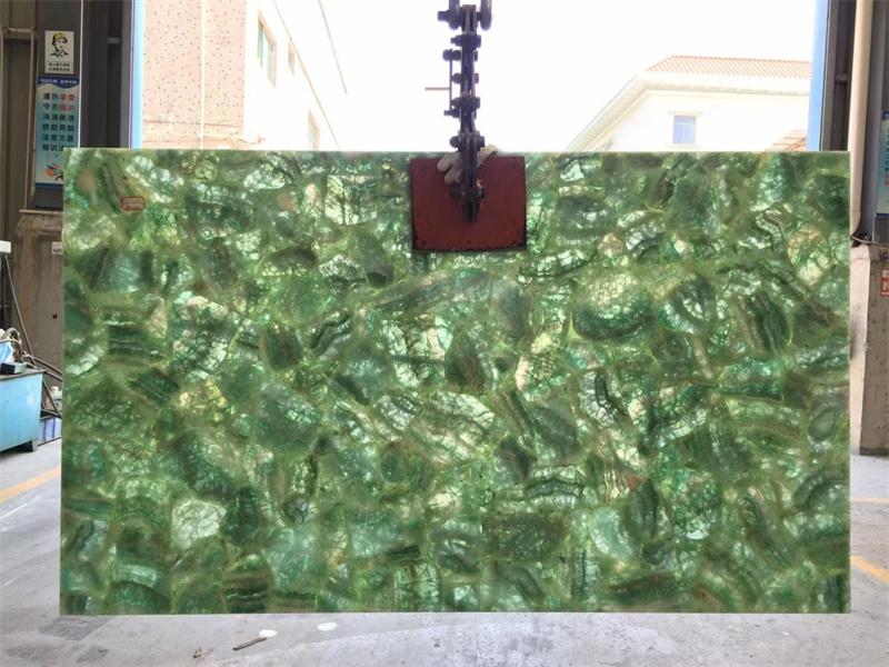 Pierre semi-précieuse de dalles de marbre de comptoir de fluorite verte naturelle