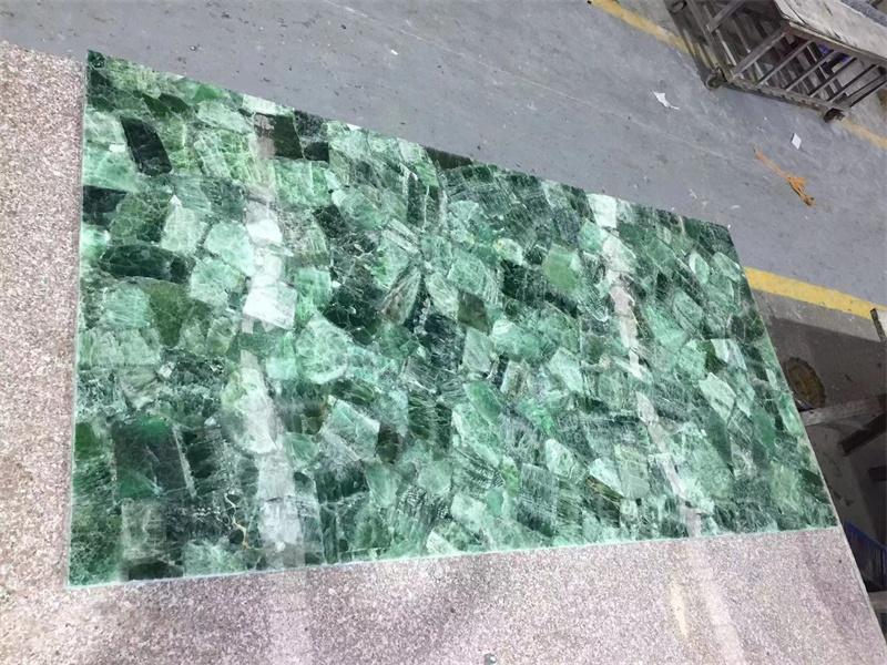 Pierre semi-précieuse de dalles de marbre de comptoir de fluorite verte naturelle