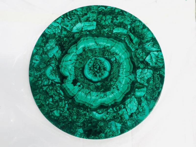 Comptoirs de table ronds en dalles d'onyx de jade vert malachite