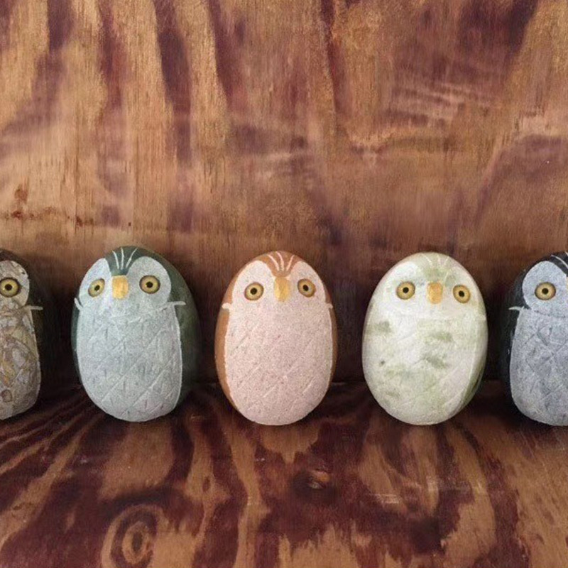 Sculpté à la main petite figurine de hibou en marbre cadeaux de Pâques Animal