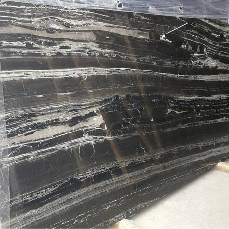 Carrelage de sol de salle de bain en marbre noir Marquina