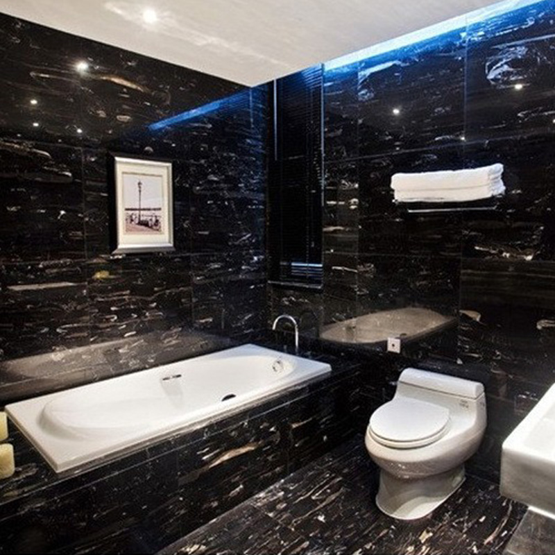 Carrelage de sol de salle de bain en marbre noir Marquina
