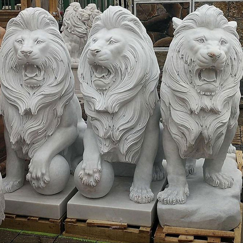 Fournisseurs de statue de lion en marbre blanc chinois en gros