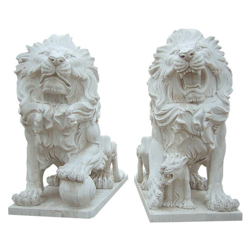 Fournisseurs de statue de lion en marbre blanc chinois en gros