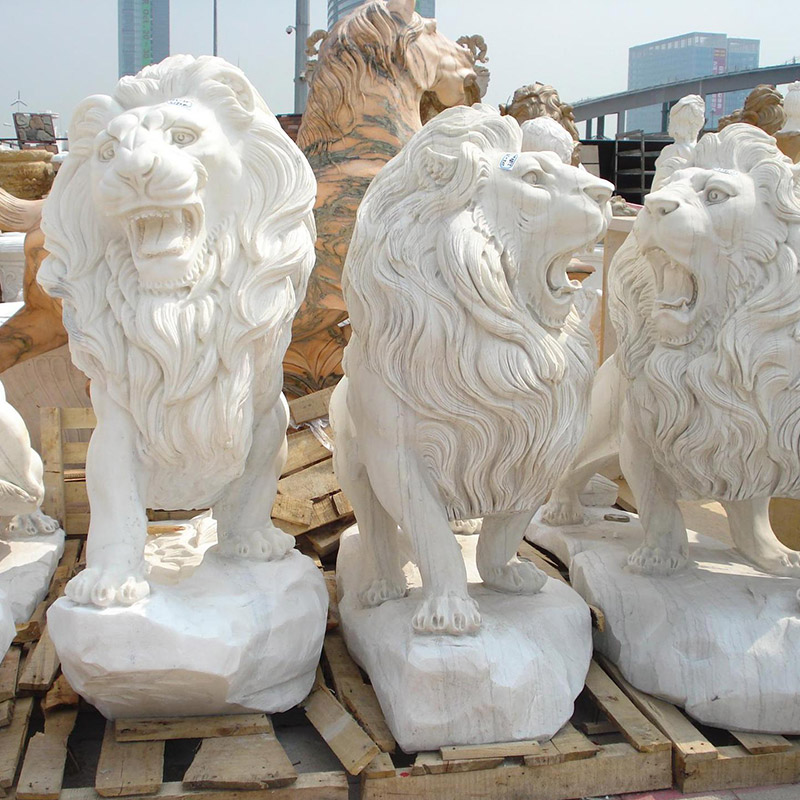 Fournisseurs de statue de lion en marbre blanc chinois en gros