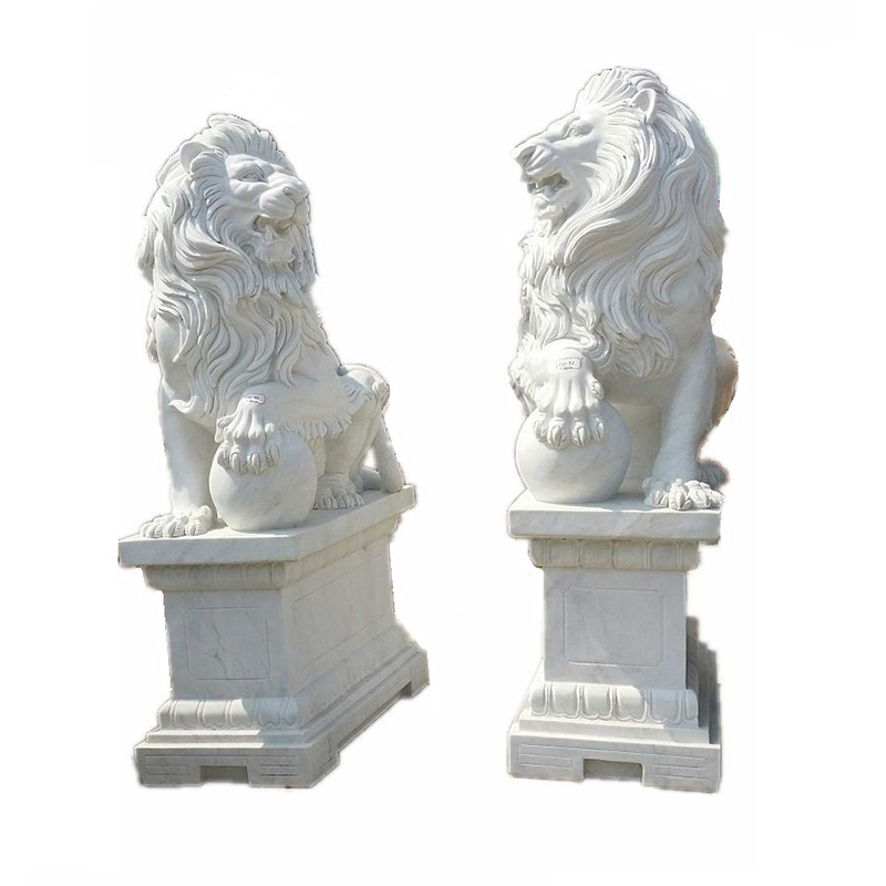 Fournisseurs de statue de lion en marbre blanc chinois en gros