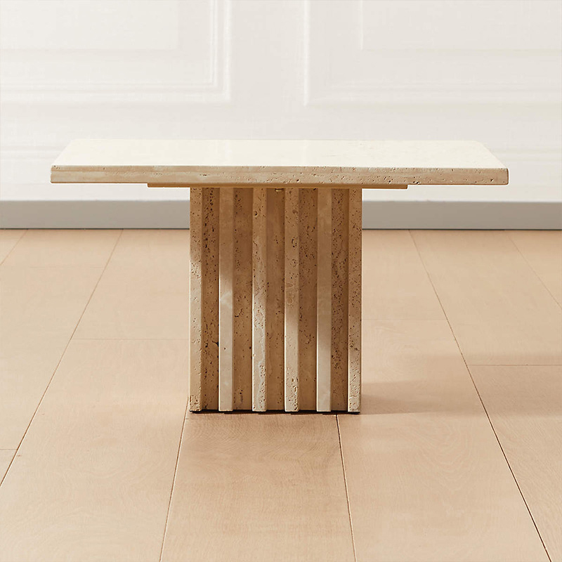 Personnaliser la table à manger de dessus de table basse en marbre de travertin beige
