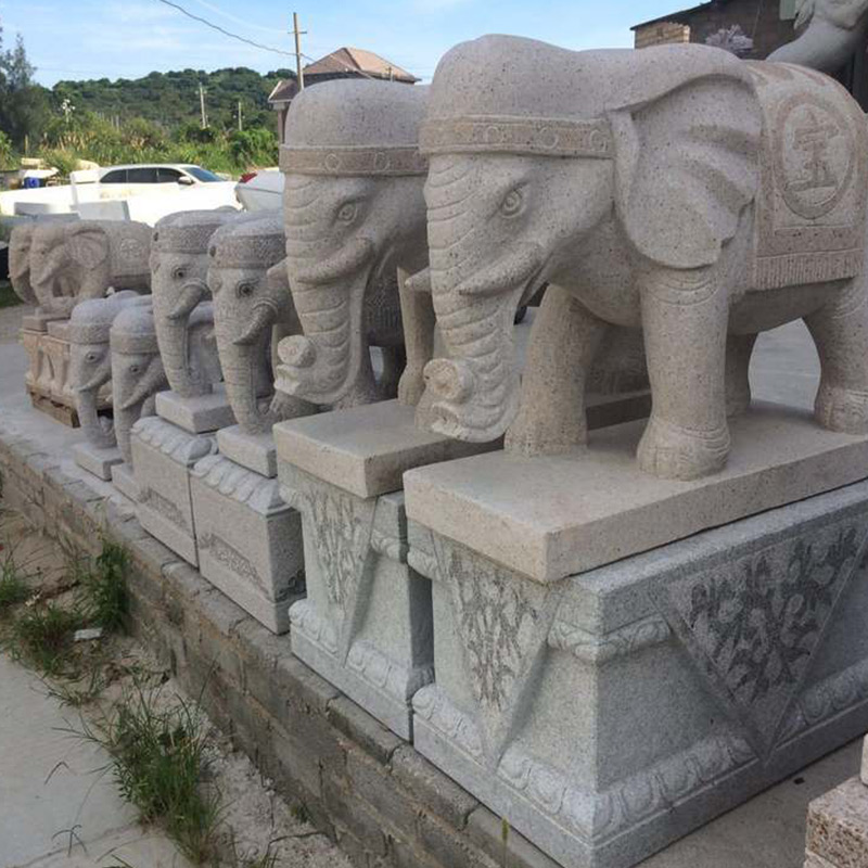 Statue d'éléphant en granit de Chine, ornements d'animaux en pierre