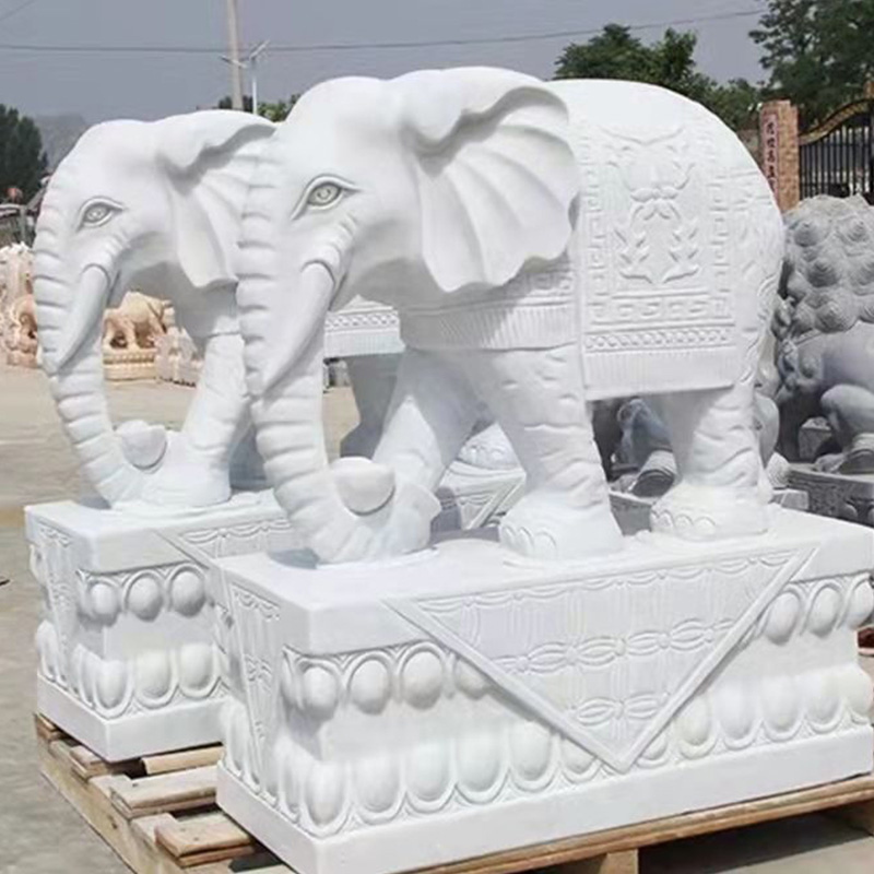 Statue d'éléphant en granit de Chine Ornements d'animaux Pierre