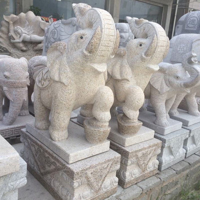 Statue d'éléphant en granit de Chine Ornements d'animaux Pierre