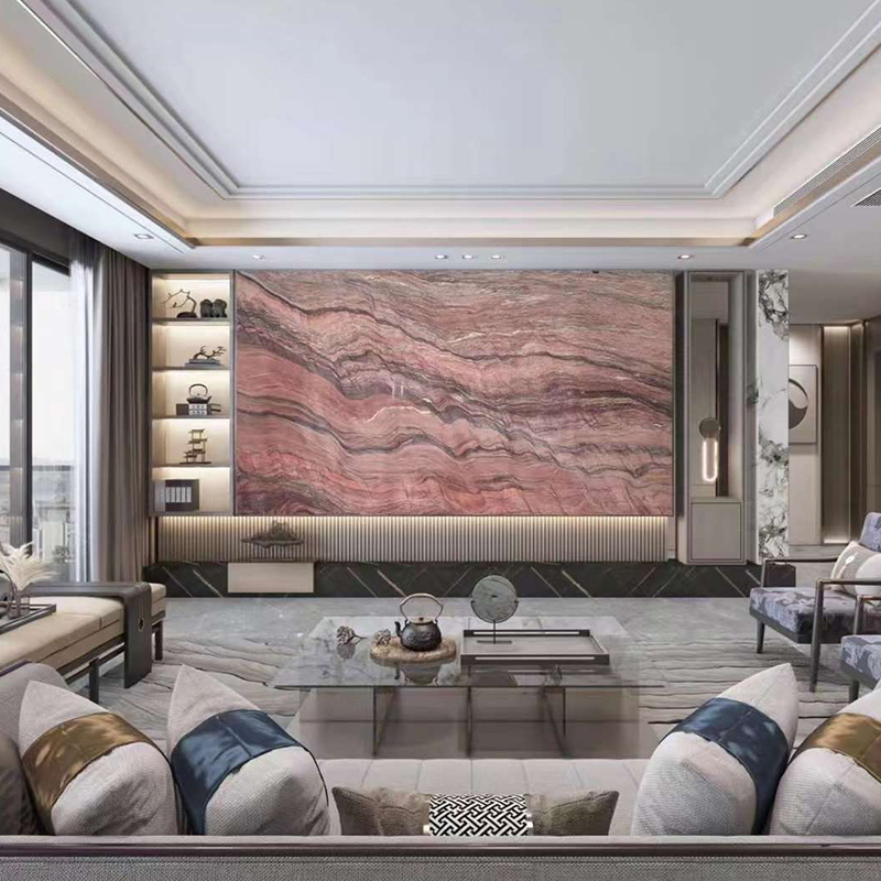 Comptoirs de dalle de jade en marbre de pierre de luxe en soie rouge