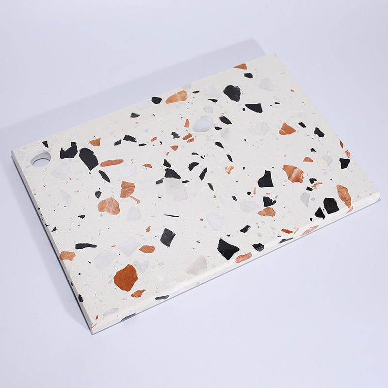 Base de plateau en marbre terrazzo blanc
