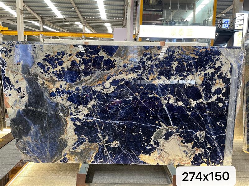 Quartzite en marbre bleu cloisonné foncé