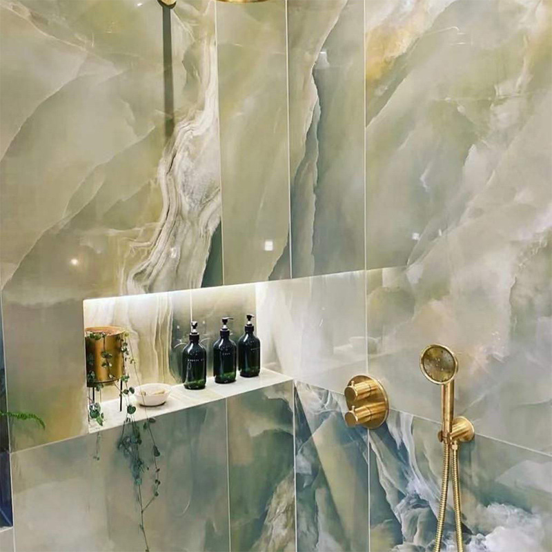 Dalles d'onyx vert jade naturel