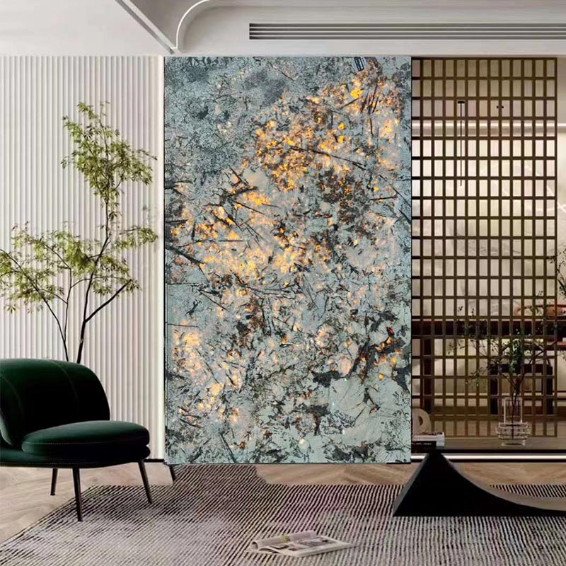 Marbre translucide de luxe Golden Peacock