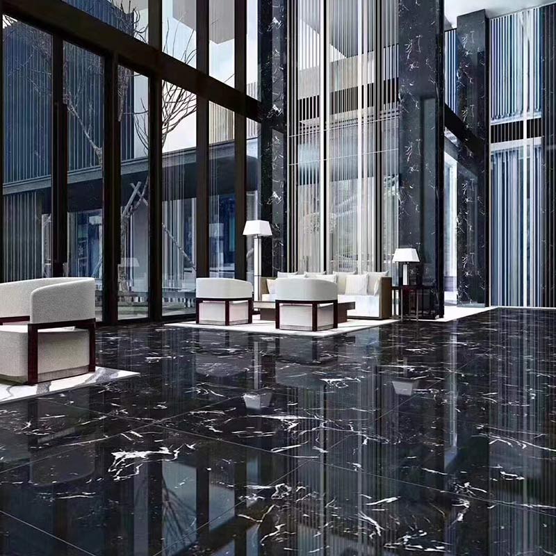 Carreaux de marbre noir glacé