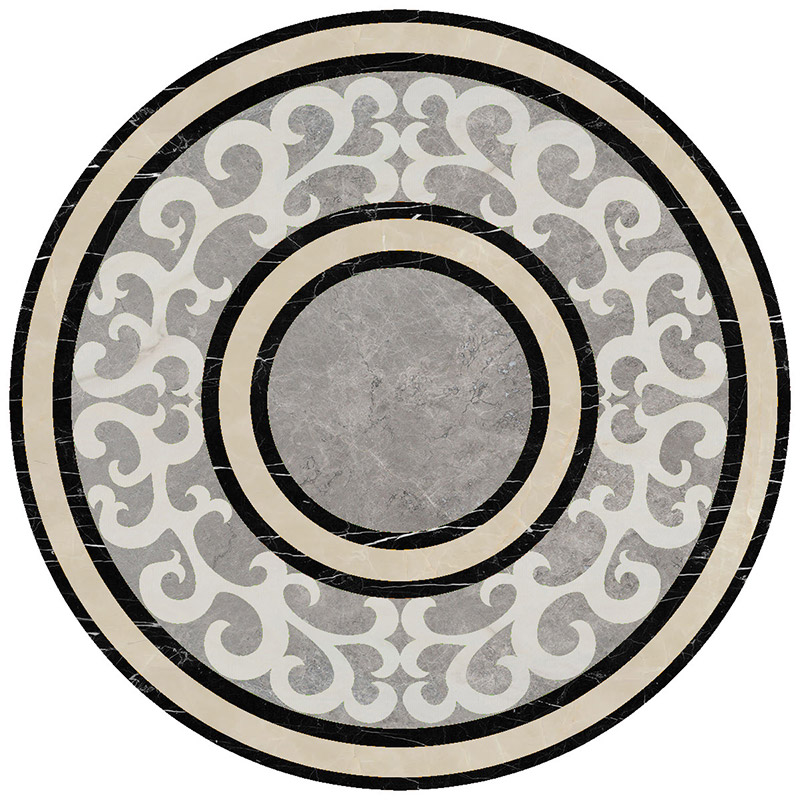Mosaïque de marbre ronde classique de style chinois