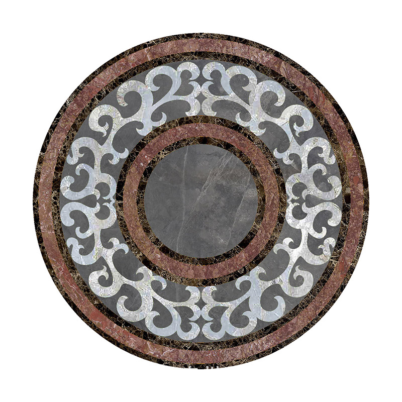 Mosaïque de marbre ronde classique de style chinois