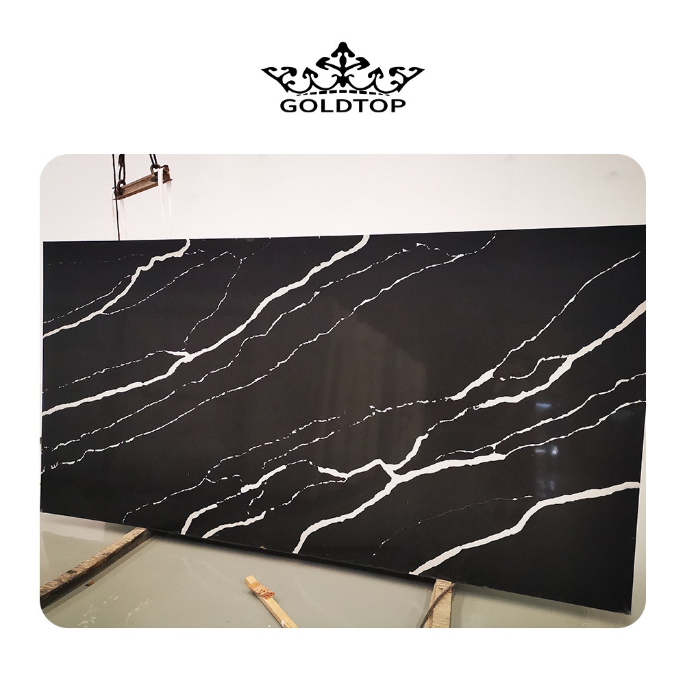 5019 Nero Marquina Black Calacatta Quartz Countertops