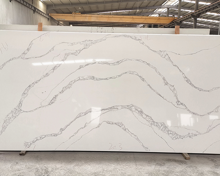 5045 River Valley White Calacatta Quartz With Grey Texture