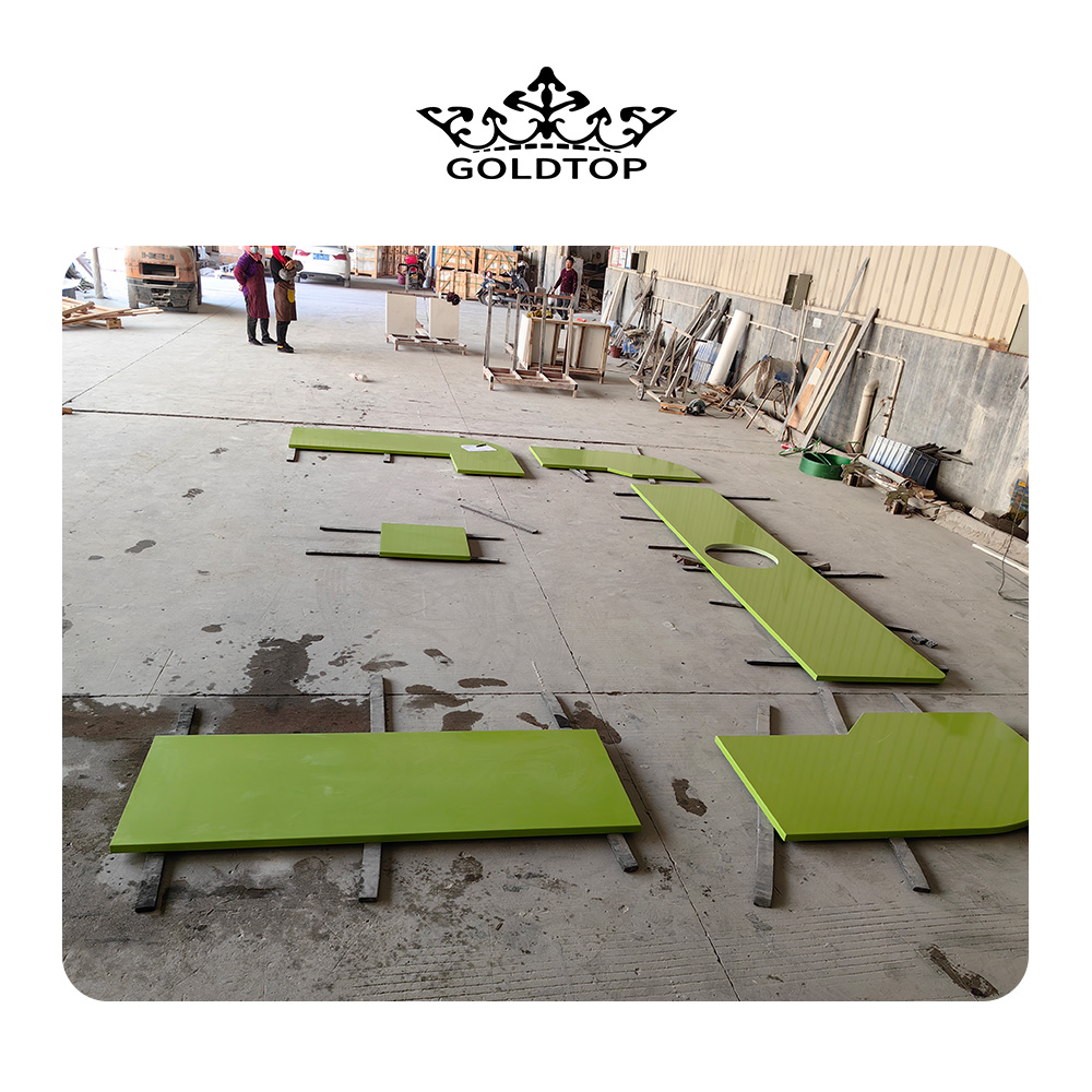 2010 Apple Green Quartz Countertop For Kitchen Bathroom