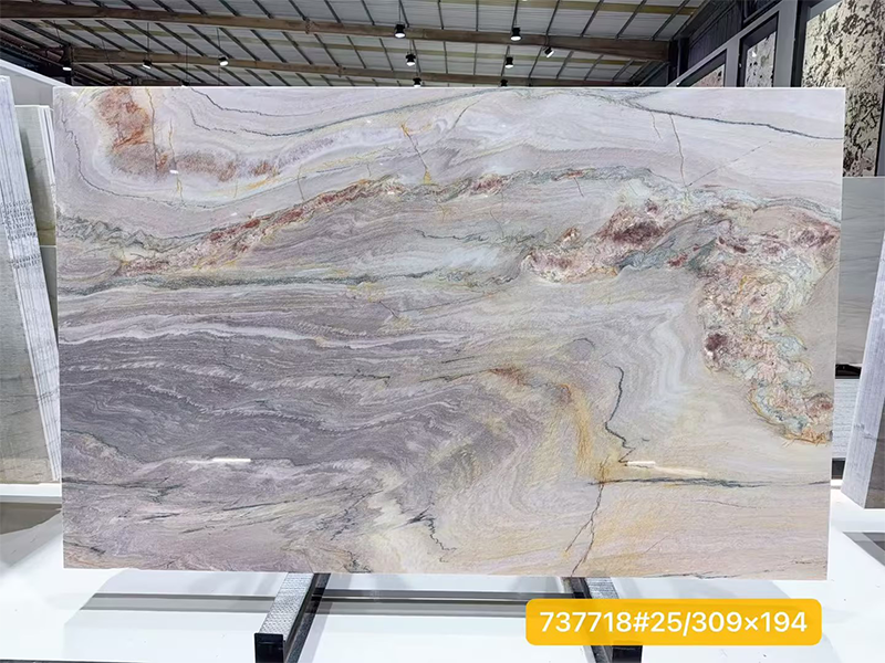 Luxury Stone Pink Stardust Quartzite Slab For Feature Walls/ Kitchen Countertop/ Island