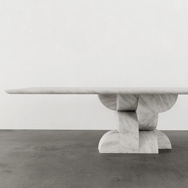 Modern White Square Marble Dining Table