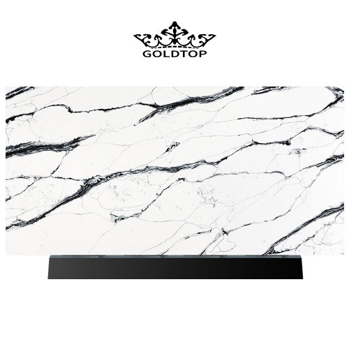 5087 River Black Quartz Calacatta Slab